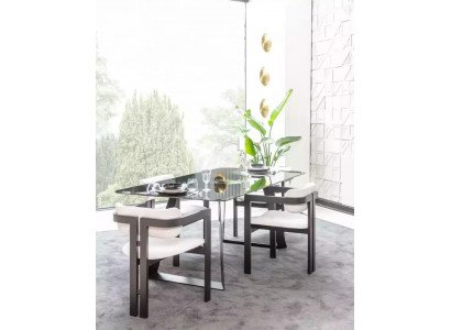 Luxury dining room glass design table dining set dining table with 4 chairs 5-piece set