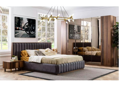 Bedroom design set: beds, 2 nightstands, 4-piece furniture, new