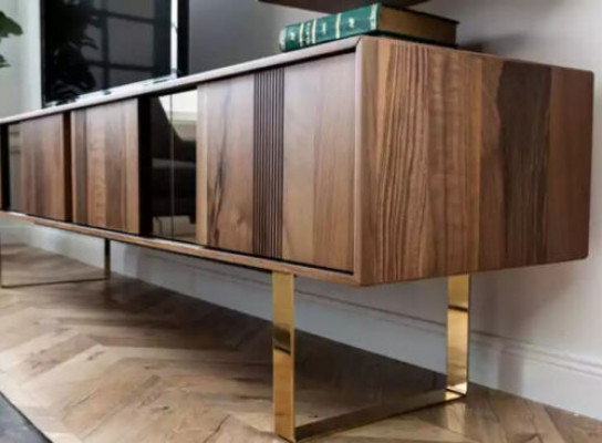 Lowboard RTV cabinet table living room wood modern wall unit furniture 5-piece set