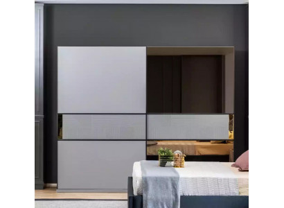 Wardrobe Closet Bedroom Gray Wood Modern Design Wardrobe