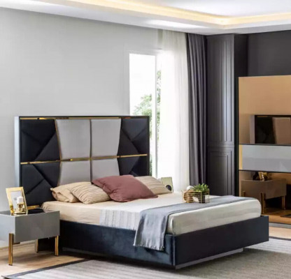 Luxury bedroom bed double beds design wooden furniture bed frame new