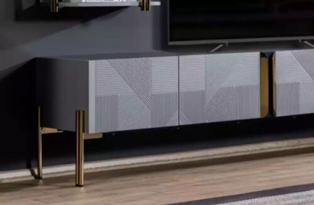 Insanely stylish modern designer living room TV sideboard in ash gray