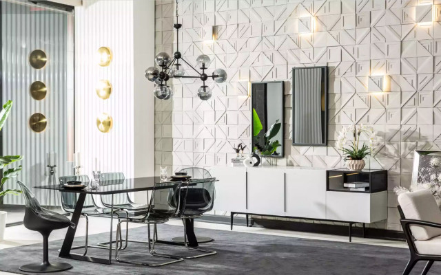 Design dining room 6x dining room chairs armchair complete dining group 9-piece