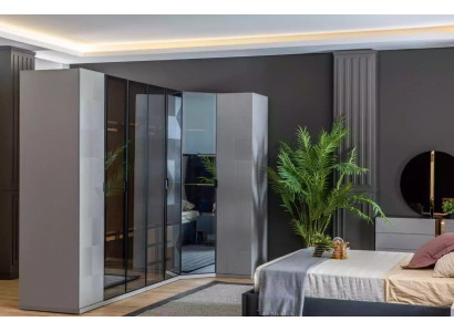 Corner wardrobe closet luxury wood design furniture bedroom gray