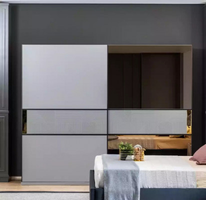 Beautiful sleep set with dark gray tones with golden accents