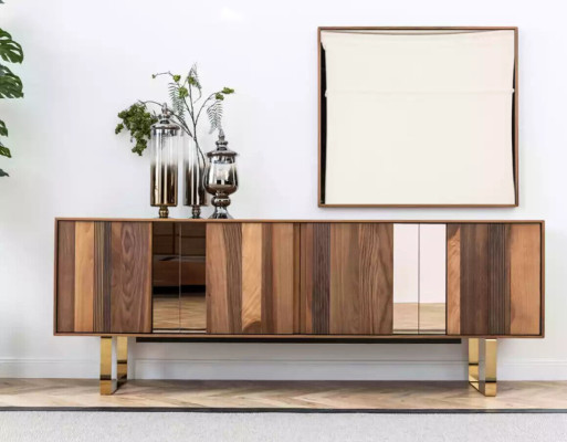 Complete dining set: dining table, 4 chairs, dining room set, dining group, sideboard 7-piece.