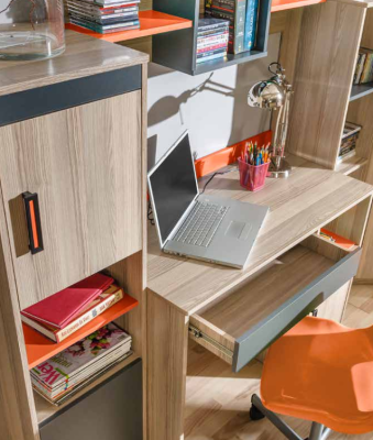 Children's complete set: youth room bed, dresser, wardrobe, desk, office