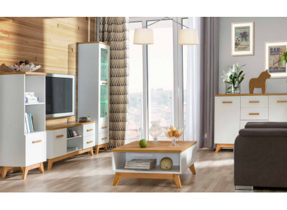 Living Room Set Wall Unit Display Cabinet Lowboard Wall Shelf TV Table 5-piece