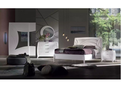 Bedroom set: bed, 2x nightstands, wardrobe, 6-piece design luxury