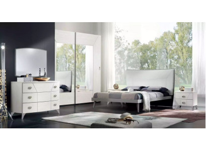 Bedroom set bed 2x bedside tables dresser 6-piece design luxury