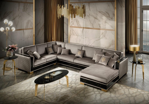 Living area corner sofa U-shaped couch seating upholstered sofa sofas furniture sofa Italy