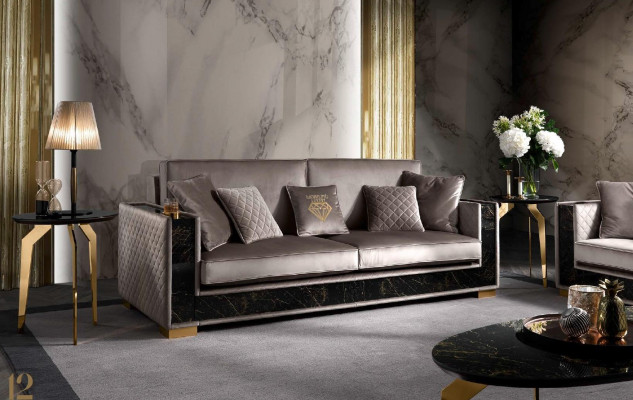 Luxury Sofa 3-Seater Modern Design Upholstered Fabric Sofas Seating Italian Furniture