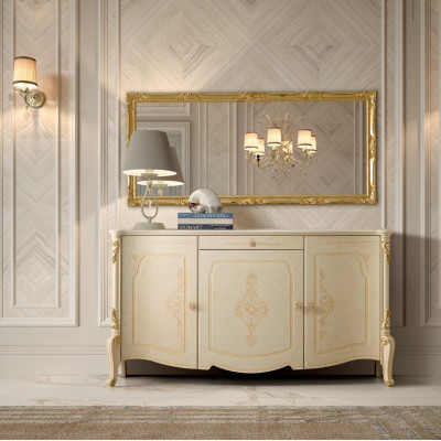 Sideboard Mirror Sideboard Wooden Design Furniture Style Dresser Set 2 pieces.