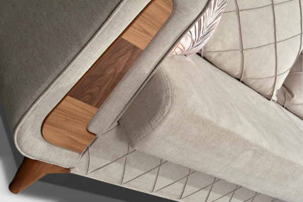 Designer modern luxury sofa, 3-seater furniture, upholstered textile, beige, couches XXL, new.