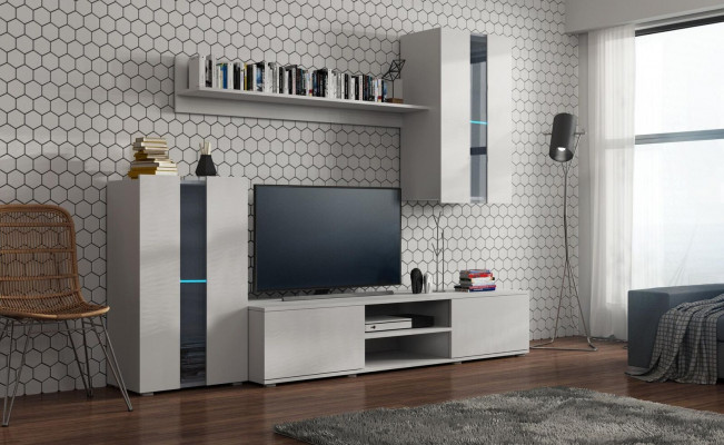 Set Modern Living Wall Display Cabinet Shelf Cupboard Living Room Modern Style Living Walls 4-Piece