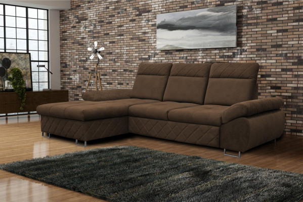 Living Room Textile L-Shape Sofas Brown Corner Sofa Couch Upholstered Furniture Sofa Bed NEW