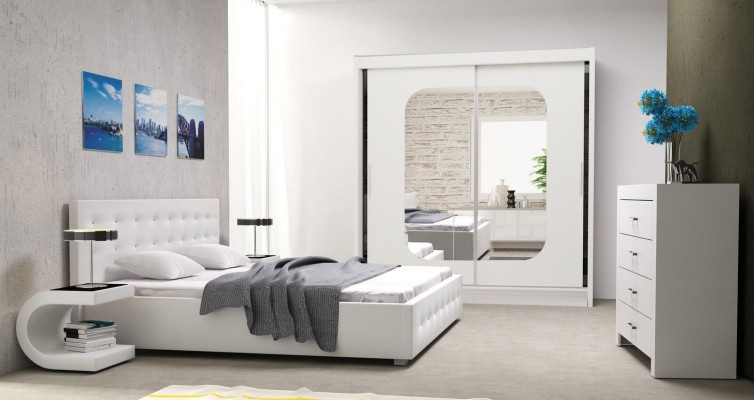 Bedroom set design furniture 4-piece modern luxury double bed 2x nightstand