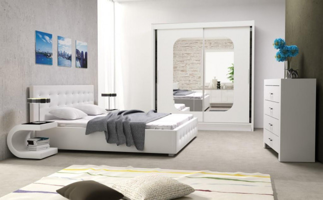 Bedroom set design furniture 4-piece modern luxury double bed 2x nightstand