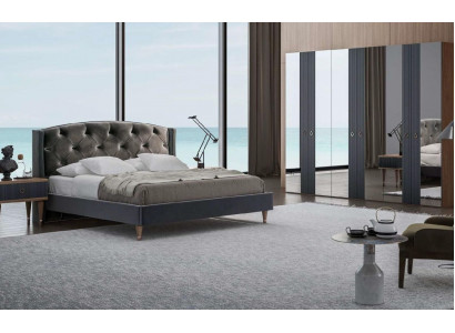 Modern Chesterfield Bedroom Set Designer Double Bed Nightstands