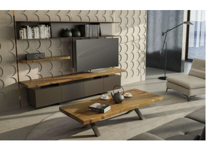 Wooden wall unit coffee table modern living room furniture black TV sideboard