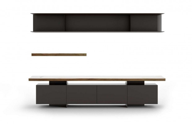 Wooden wall unit coffee table modern living room furniture black TV sideboard
