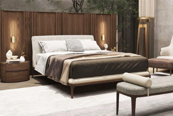 Brown bedroom set bed frame 2x nightstands double bed 3-piece set