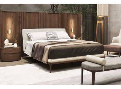 Brown bedroom set bed frame 2x nightstands double bed 3-piece set