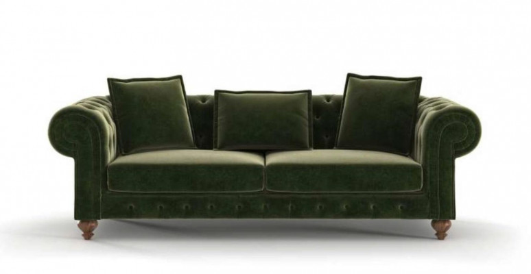Brown Chesterfield Luxury Sofa Set Modern Three-Seater Armchair Fabric