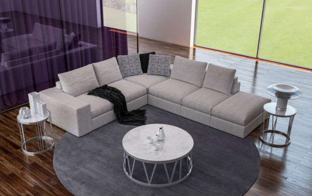 White corner sofa upholstered corner suite luxury L-shape sofas modern design