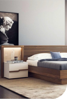 Brown bedroom set luxury bed dresser nightstands natural walnut