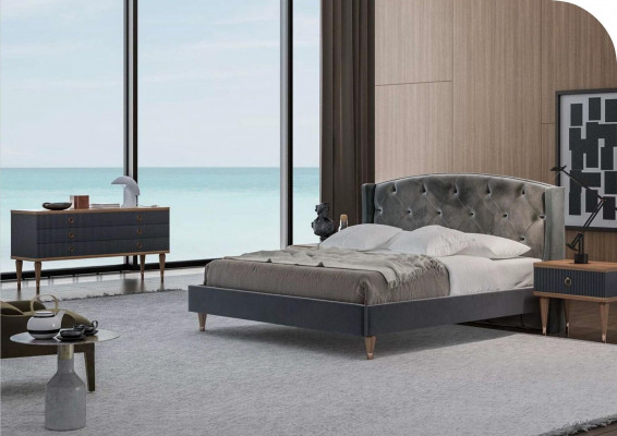 Gray Bedroom Set Luxury Set Double Bed 2x Nightstands Dresser