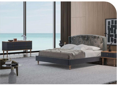 Gray Bedroom Set Luxury Set Double Bed 2x Nightstands Dresser