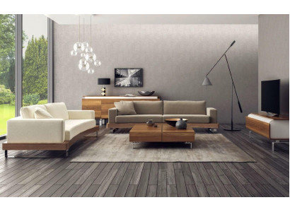 Modern three-seater sofa upholstered couch living room set wooden frame