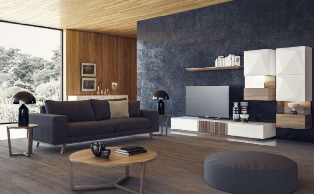 Gray living room sofa luxury three-seater upholstered couch modern furniture style