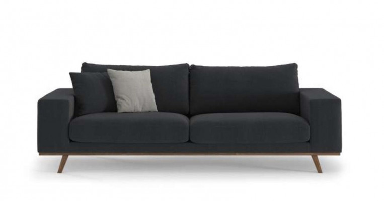 Gray living room sofa luxury three-seater upholstered couch modern furniture style