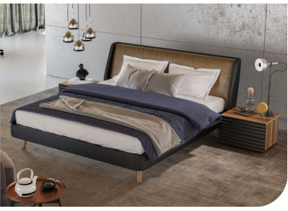 Bedroom set bed 2x nightstands complete furniture beds walnut natural