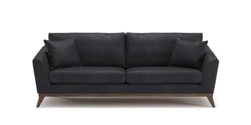 Gray faux leather three-seater living room sofa modern couch style furniture