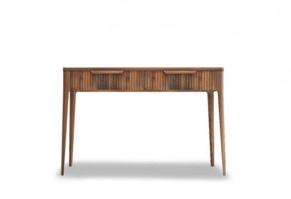 Wood console table, walnut natural - Toros black marble.
