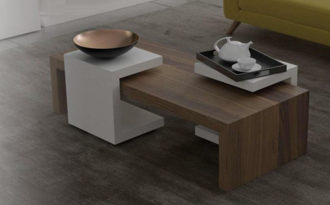 Coffee table set walnut natural living room furniture side tables modern new