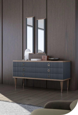 Designer chest of drawers with drawers natural walnut - matt anthracite