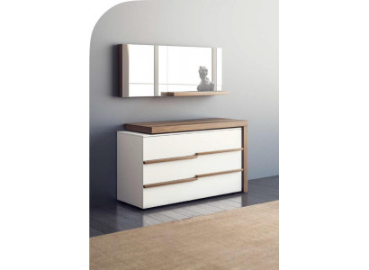 White Luxury Dresser with Mirror Modern Walnut Natural Design New