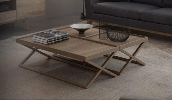 Folding Luxury Brown Coffee Table Wooden Table Living Room Furniture Style Table