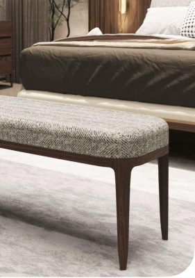 Bedroom stool luxurious gray fabric with soft padding new
