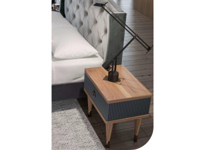 Natural Walnut - Matt Anthracite Nightstand With Drawers Console Tables