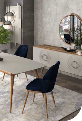 Blue dining chair luxury modern kitchen furniture designer wooden furniture
