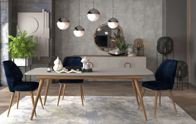 Blue dining chair luxury modern kitchen furniture designer wooden furniture