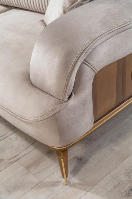 Sofa 3 Seater + Armchair Set Design Sofa Textile Armchair Living Room New