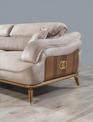 Sofa 3 Seater + Armchair Set Design Sofa Textile Armchair Living Room New