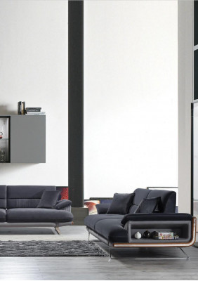Sofa 3-seater textile sofas black fabric furniture modern style three-seater