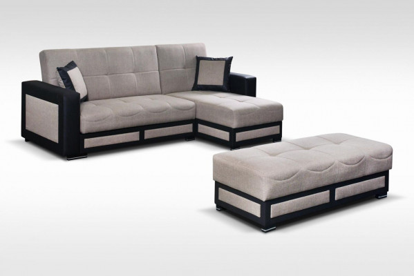 Sectional sofa with ottoman, sofa bed set, living room landscape, L-shape, designer sofa couch